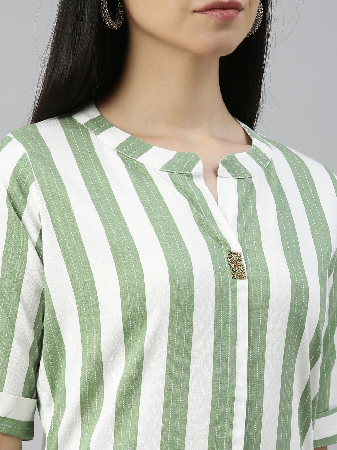 Neerus Pista Color Slub Rayon Fabric Kurta