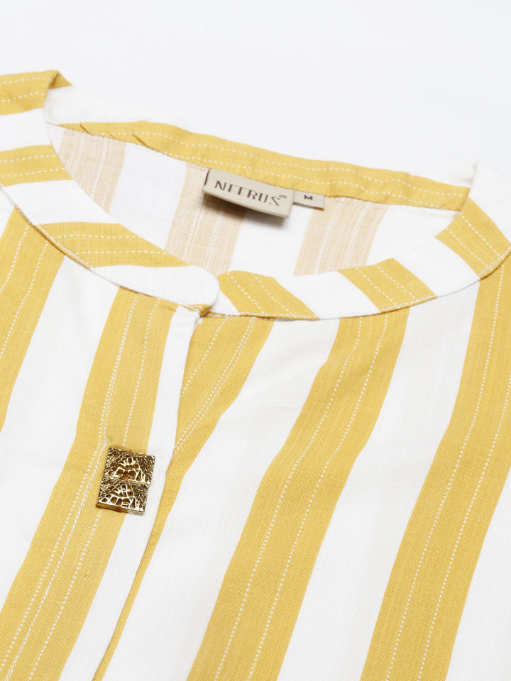 Neerus Yellow Color Slub Rayon Fabric Kurta