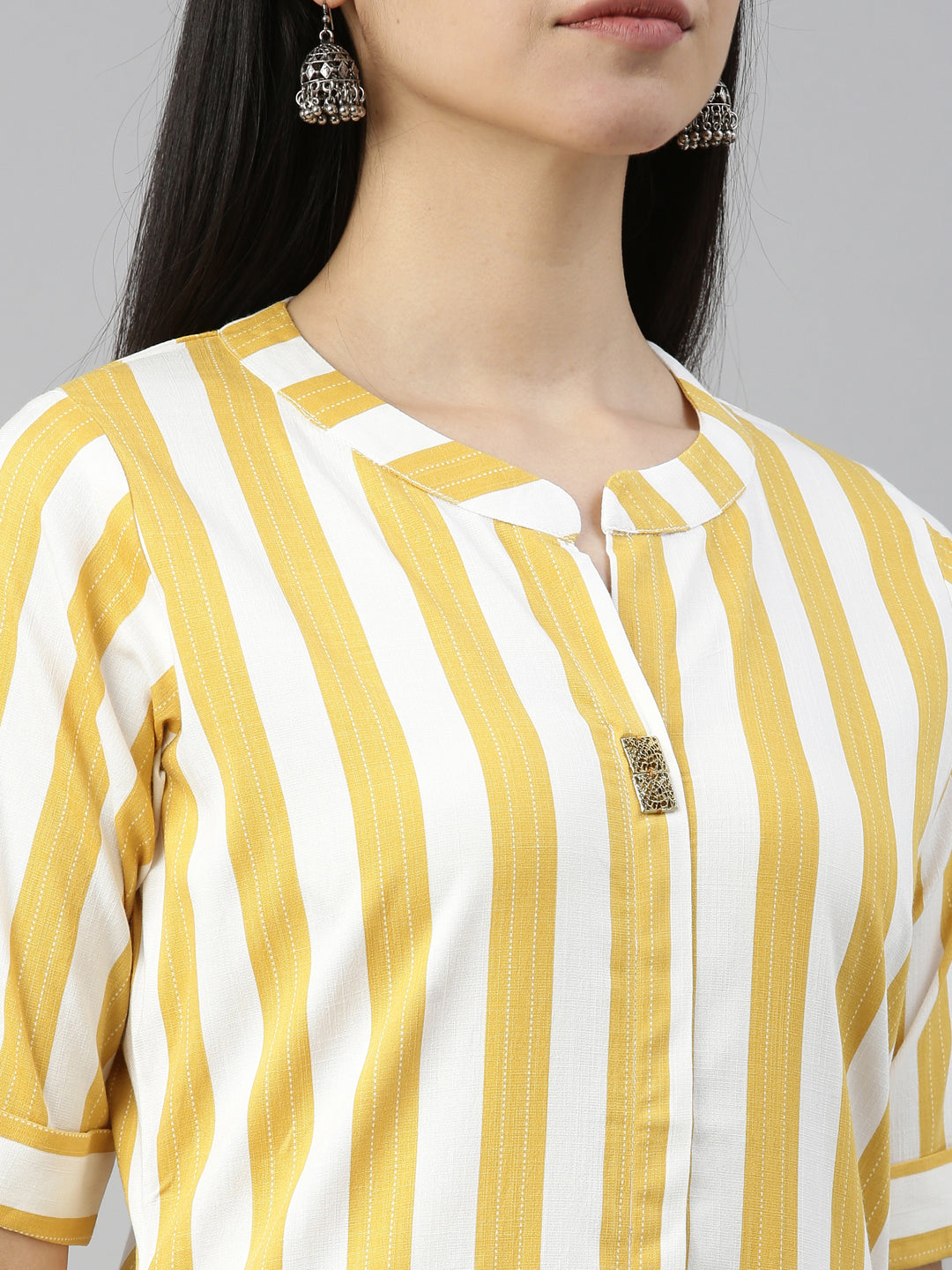 Neeru'S YELLOW Color SLUB RAYON Fabric Kurta