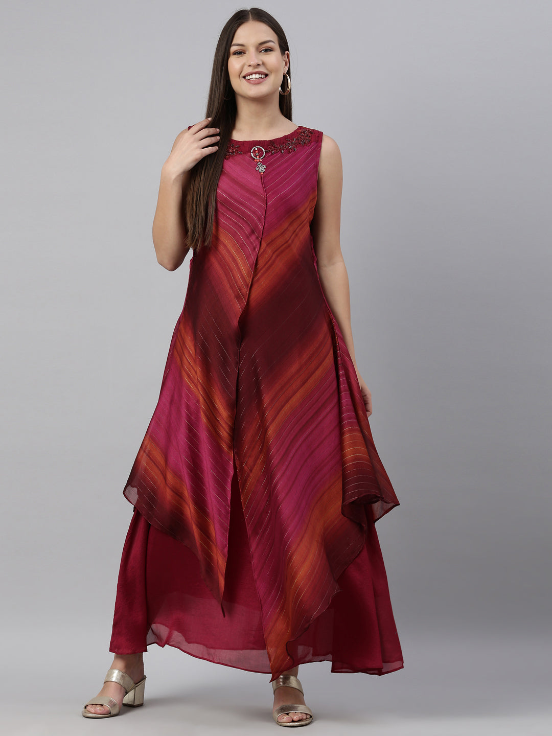 Neeru's Rani Pink Color Silk Fabric Kurta