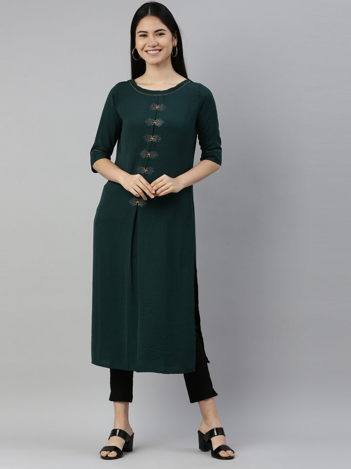 Neerus B Green Color Mouse Crepe Fabric Kurta