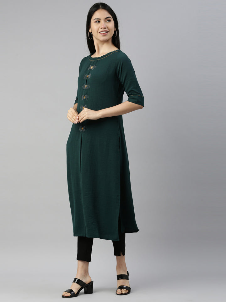 Neerus B Green Color Mouse Crepe Fabric Kurta