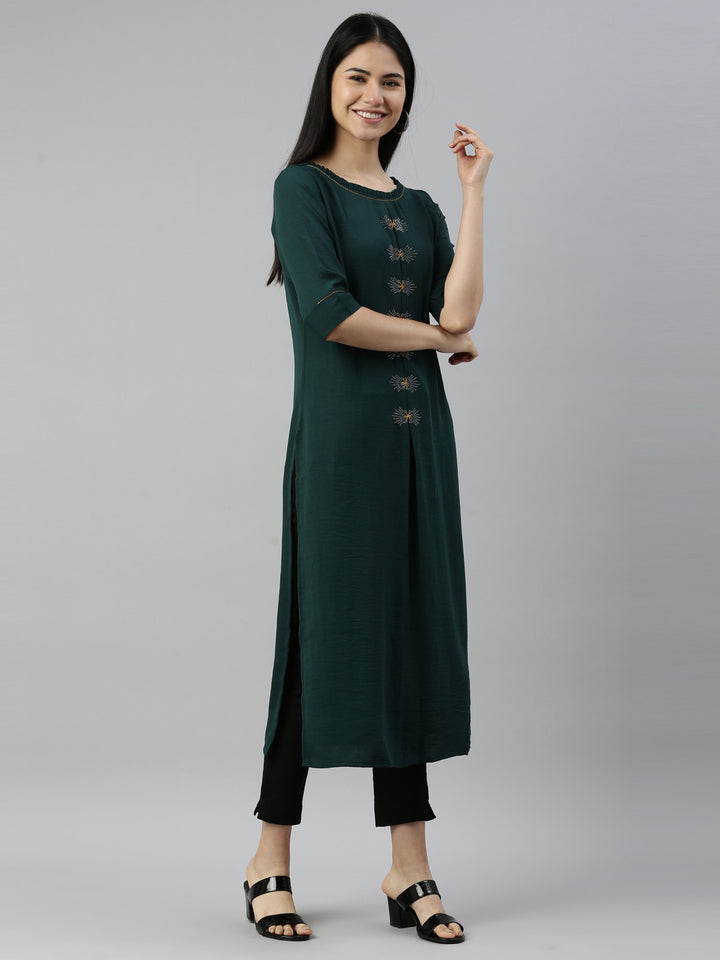 Neerus B Green Color Mouse Crepe Fabric Kurta