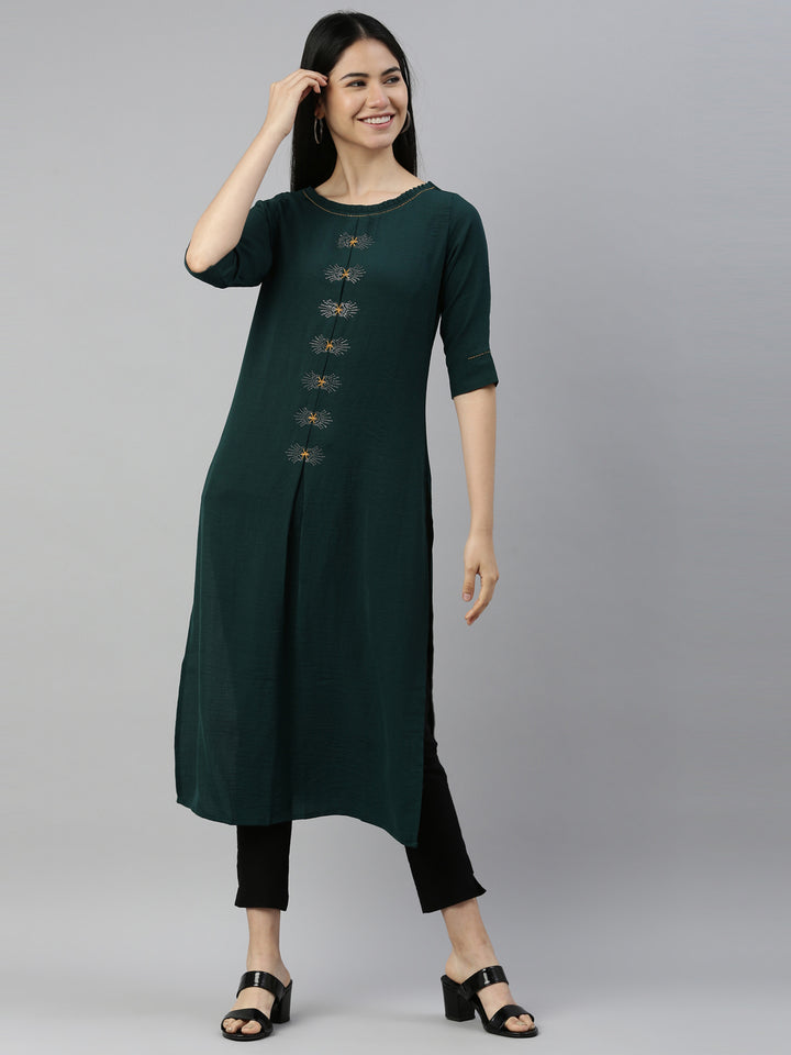 Neerus B Green Color Mouse Crepe Fabric Kurta