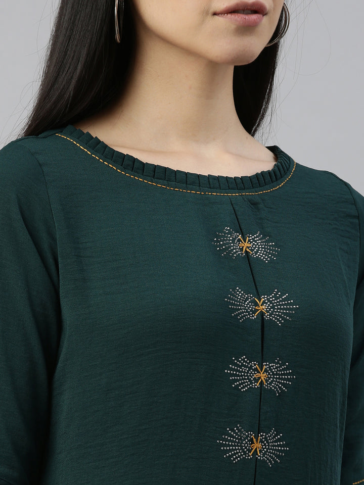 Neerus B Green Color Mouse Crepe Fabric Kurta