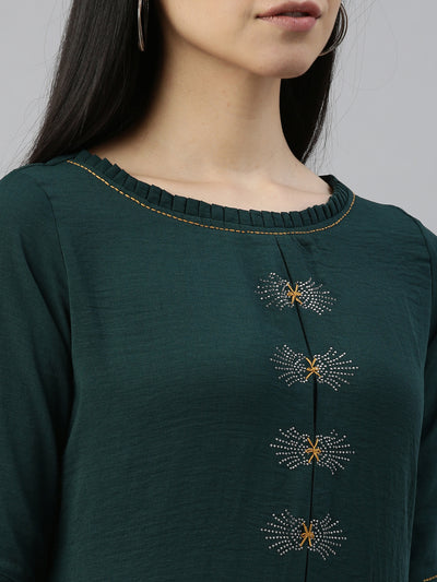 Neeru'S B GREEN Color MOUSE CREPE Fabric Kurta