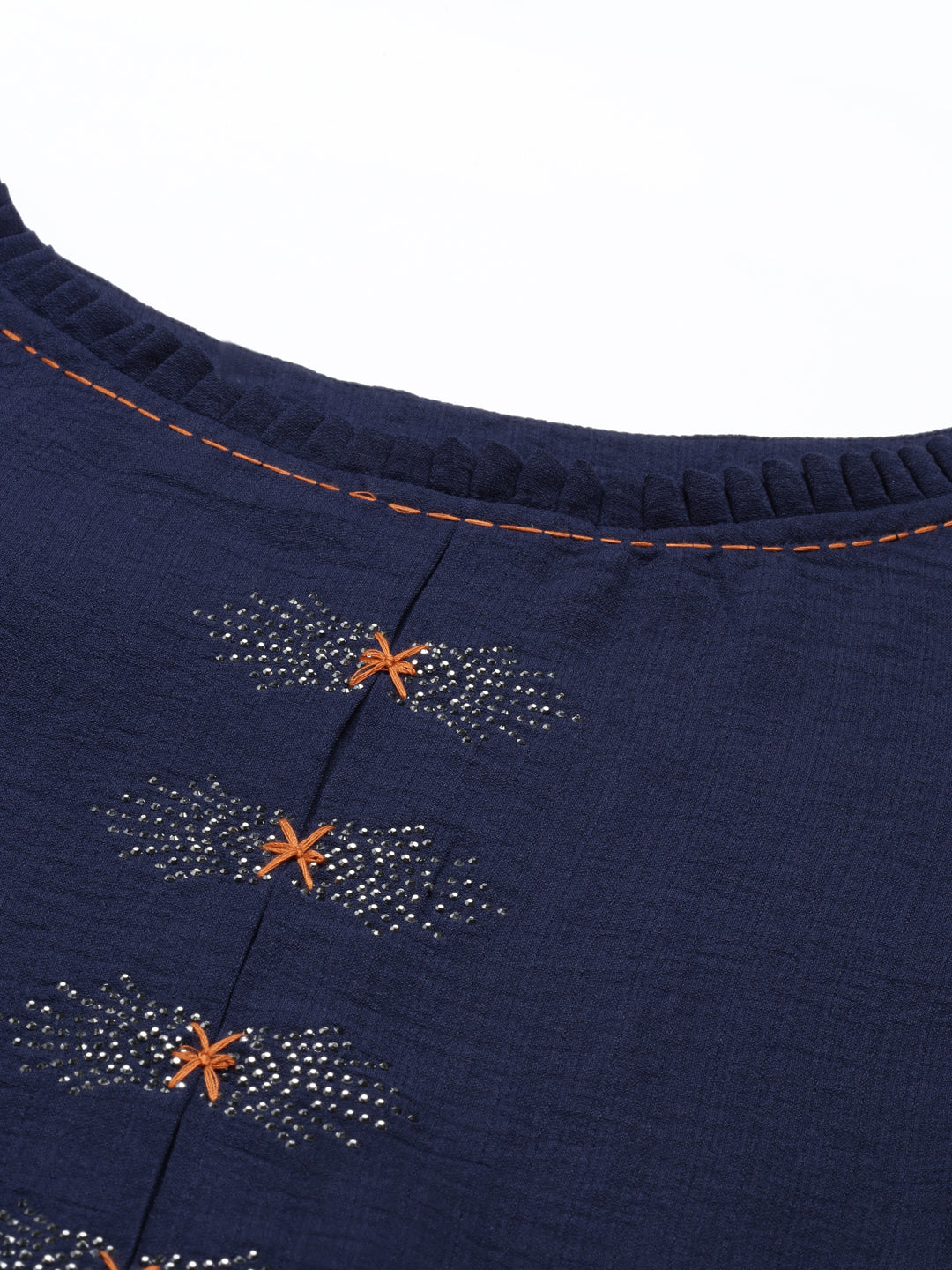 Neerus Navy Blue Color Mouse Crepe Fabric Kurta