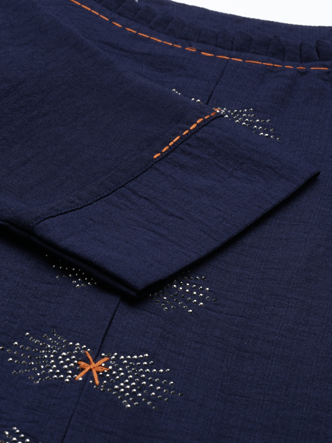 Neerus Navy Blue Color Mouse Crepe Fabric Kurta