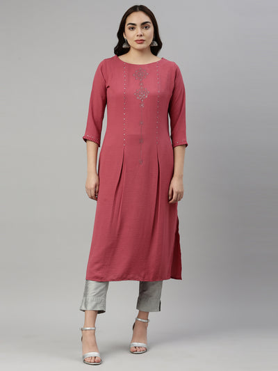 Neeru'S PINK Color RAYON Fabric Kurta