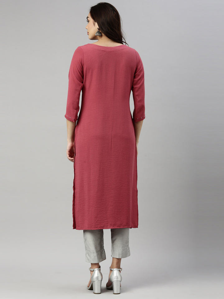 Neerus Pink Color Rayon Fabric Kurta