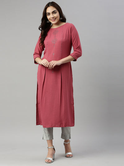 Neeru'S PINK Color RAYON Fabric Kurta
