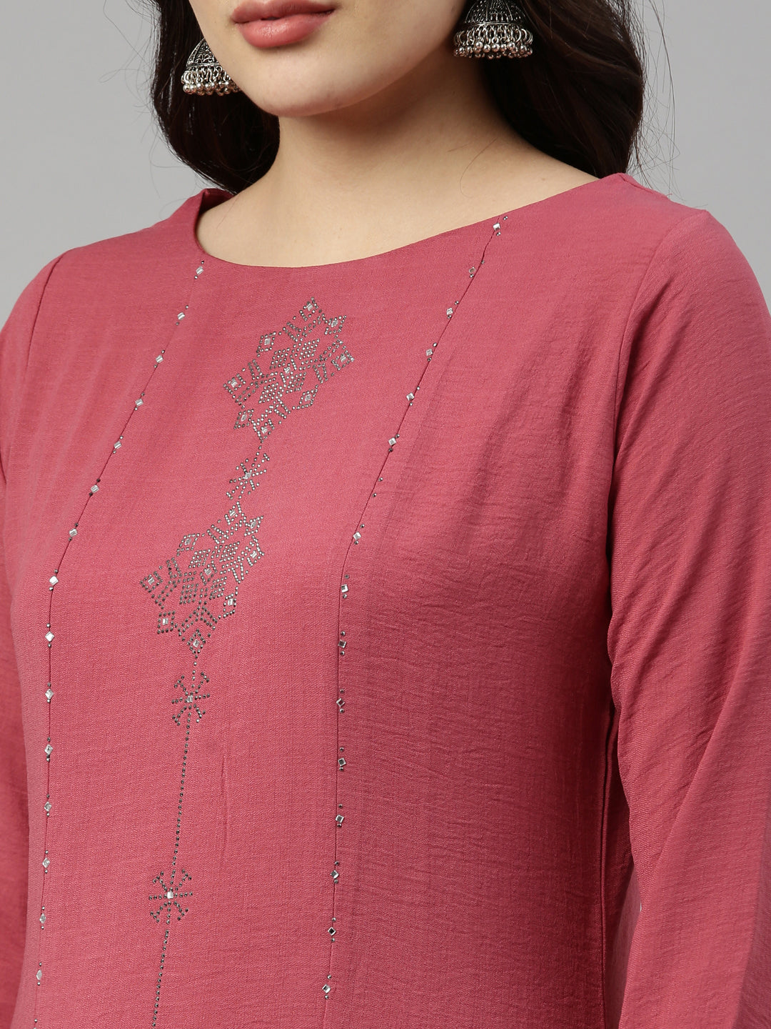 Neerus Pink Color Rayon Fabric Kurta