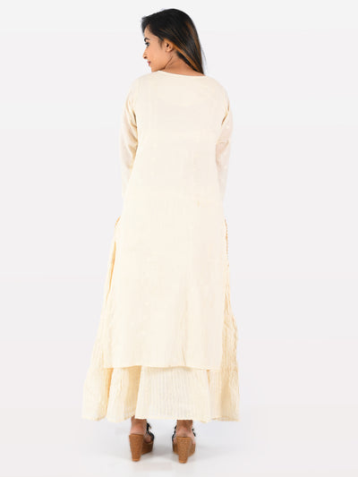 Neeru's Cream Embroidered Straight Kurta
