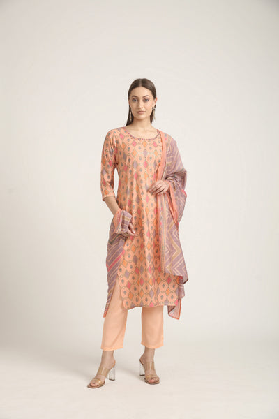 Neeru's Peach Color Model Fabric Salwar Kameez