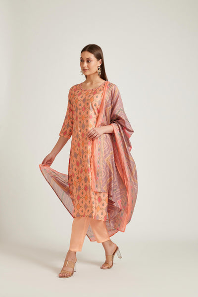 Neeru's Peach Color Model Fabric Salwar Kameez