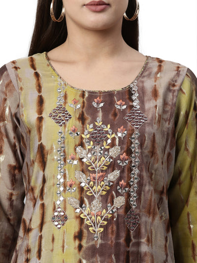 Neeru's Brown Color Satin Fabric Kurta Set