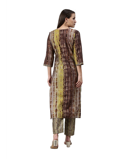 Neeru's Brown Color Satin Fabric Kurta Set