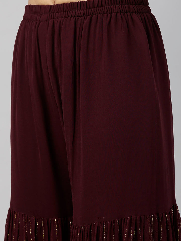 Neerus Maroon georgette anarkali suit set - detail view 3