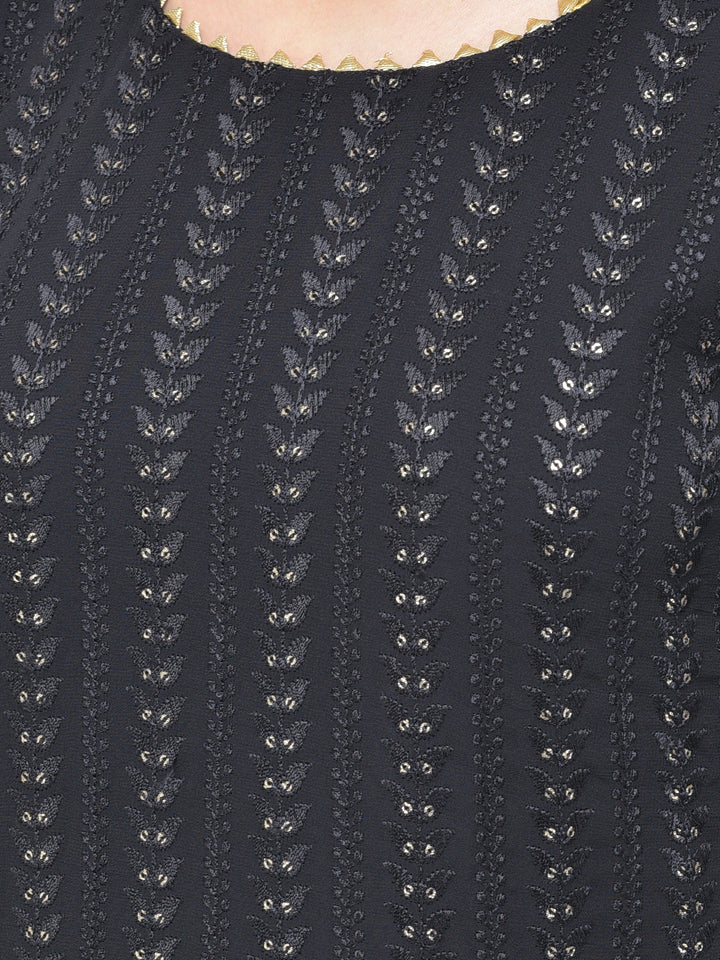 Neerus Black Color Georgette Fabric Salwar Kameez