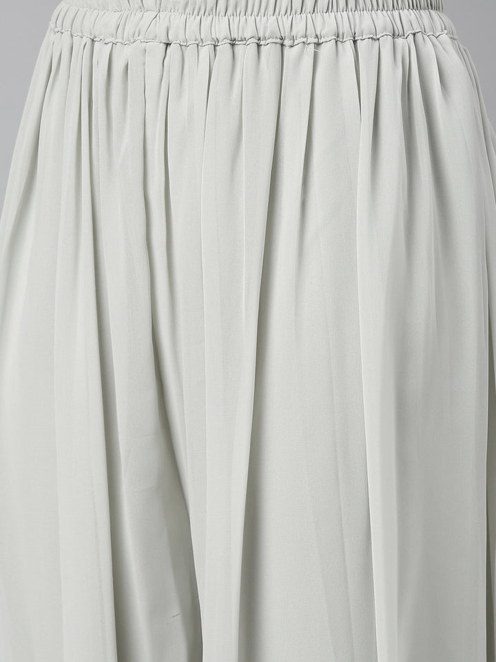 Neerus Grey Color Poly Georgette Fabric Kurta Sets With Dupatta