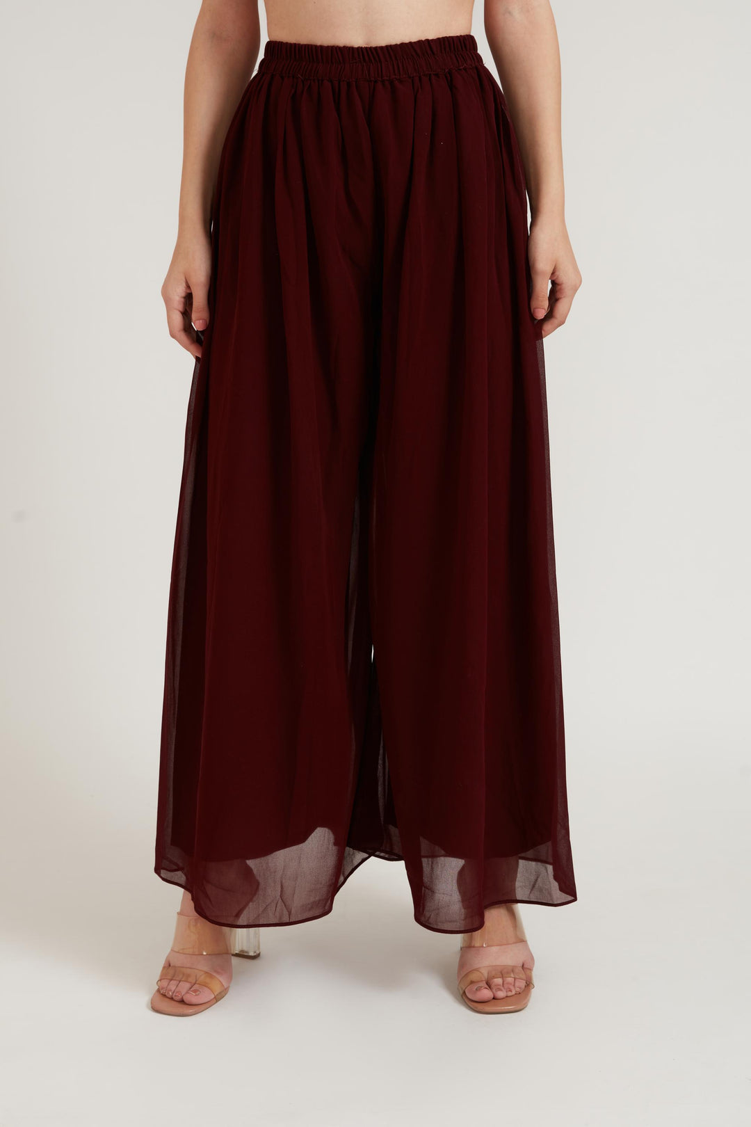 Neerus Maroon Color Georgette Fabric Suit Set