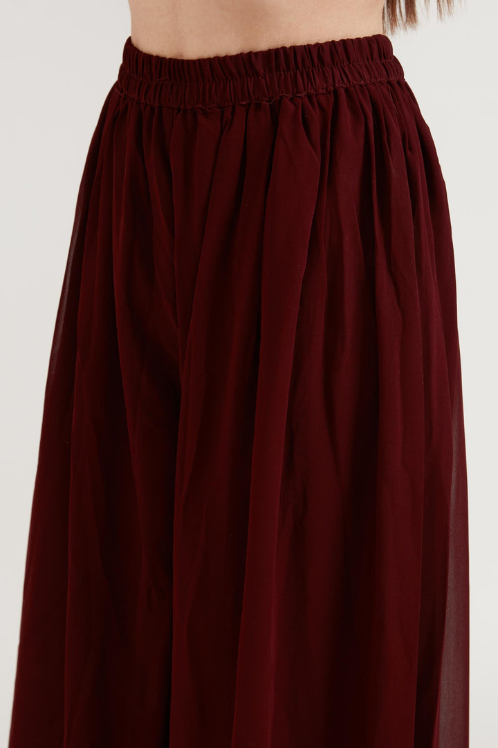 Neerus Maroon Color Georgette Fabric Suit Set