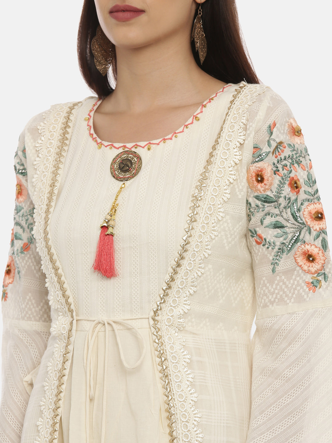 Neeru'S Cream Color, Cotton Fabric Tunic