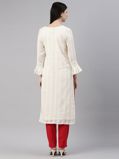 Neeru's Cream Color Cotton Fabric Kurta