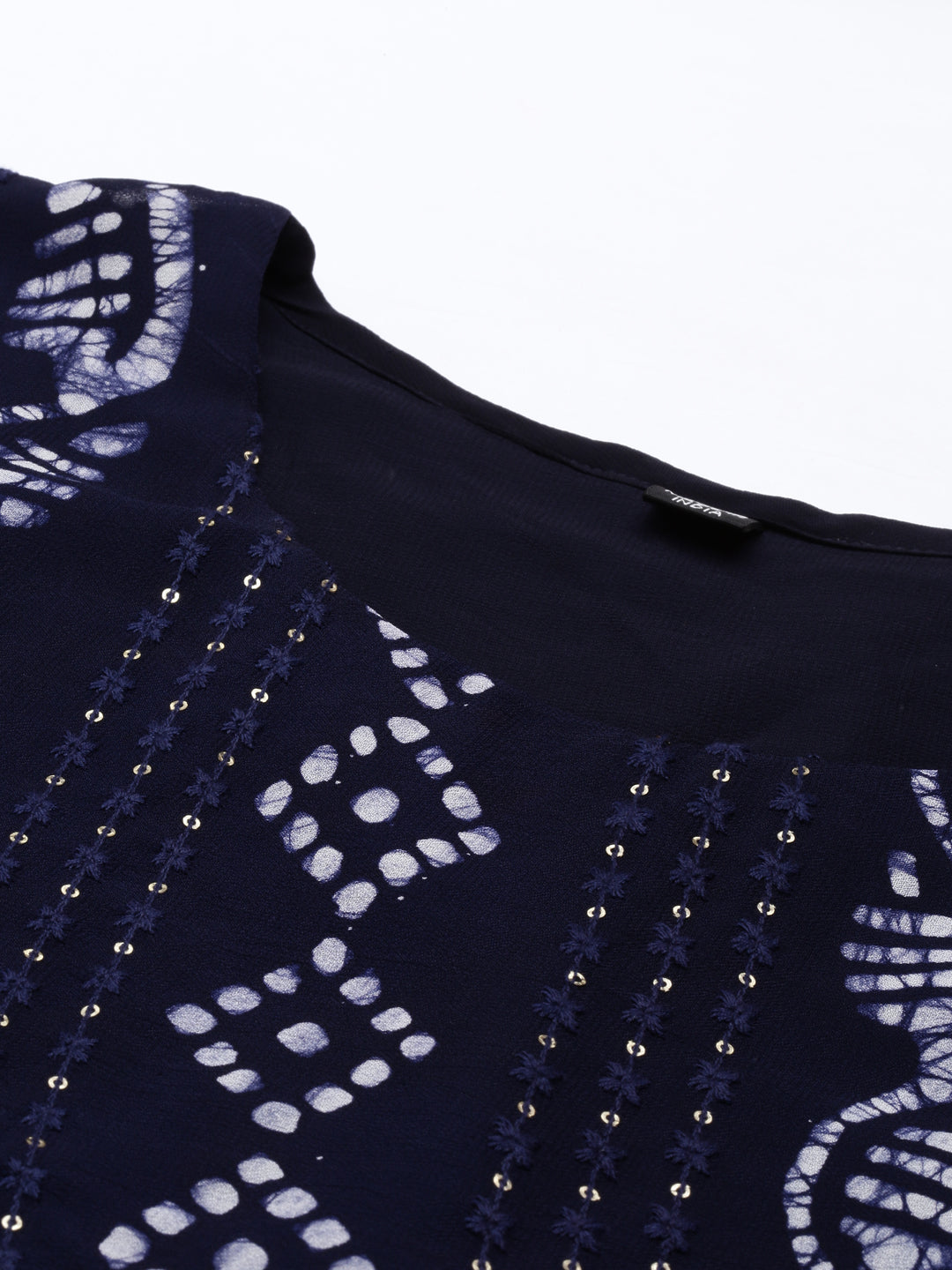 Neerus Navy Blue Color Georgette Fabric Kurta