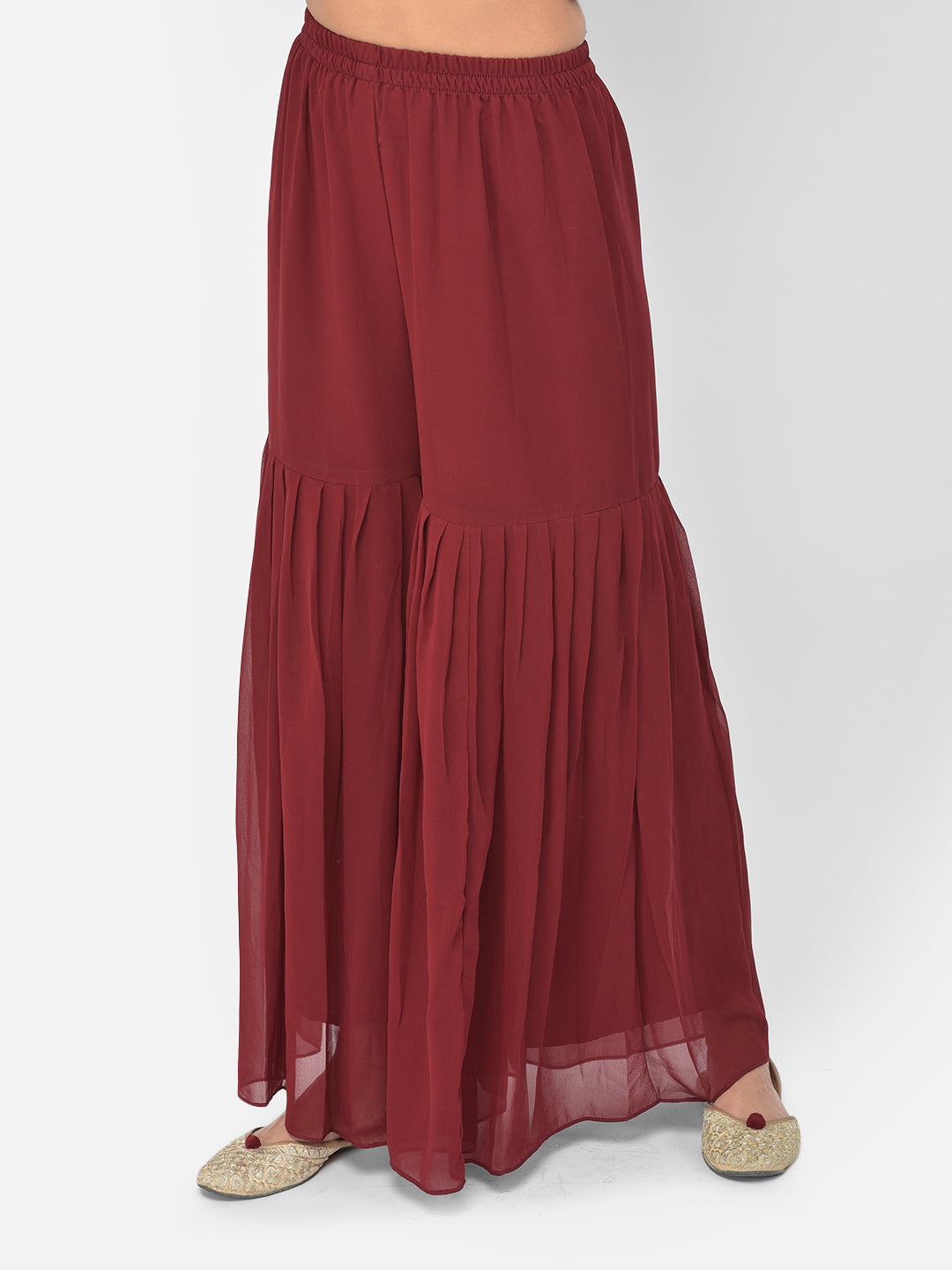 Neerus Maroon georgette embellished co-ord set - detail view 5
