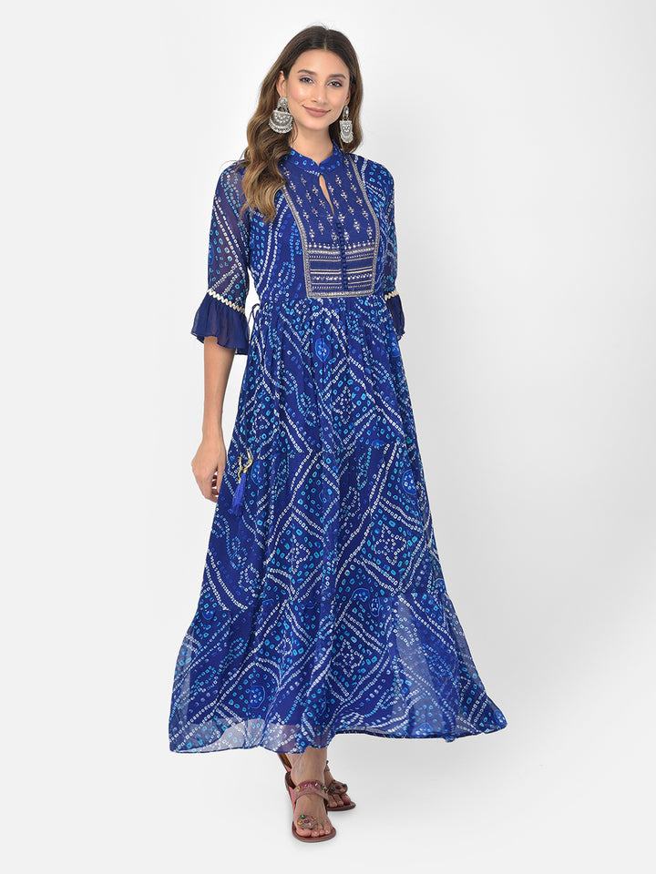 Neerus Blue Georgette Mirror Work Kurti - detail view 8