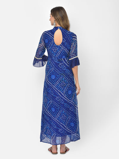 Neeru's Royal Blue Color Georgette Fabric Kurta