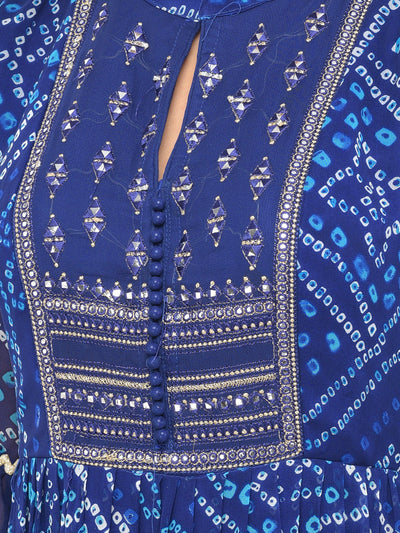 Neeru's Royal Blue Color Georgette Fabric Kurta