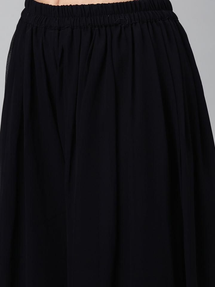 Neerus Black Color Poly Georgette Fabric Readymade Suits