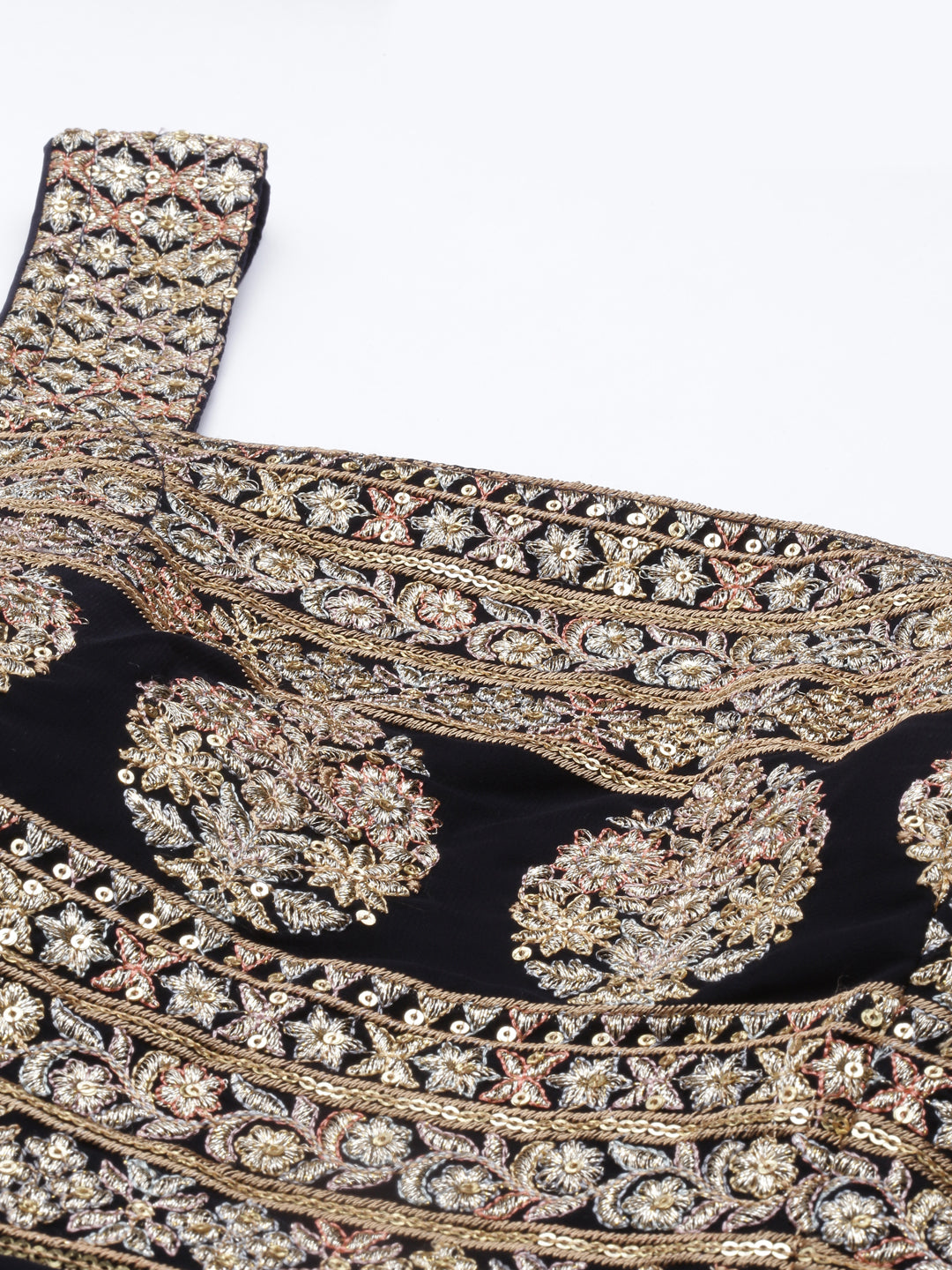 Neerus Black Color Poly Georgette Fabric Readymade Suits