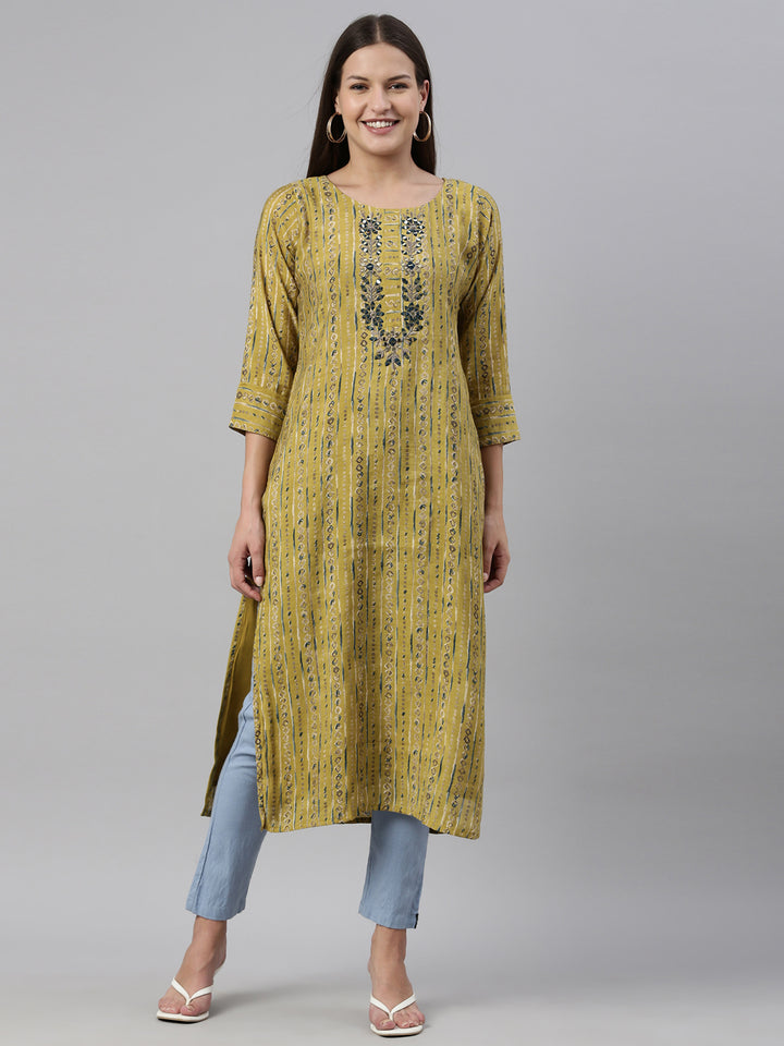Neerus Mehadi Green Color Georgette Fabric Kurta