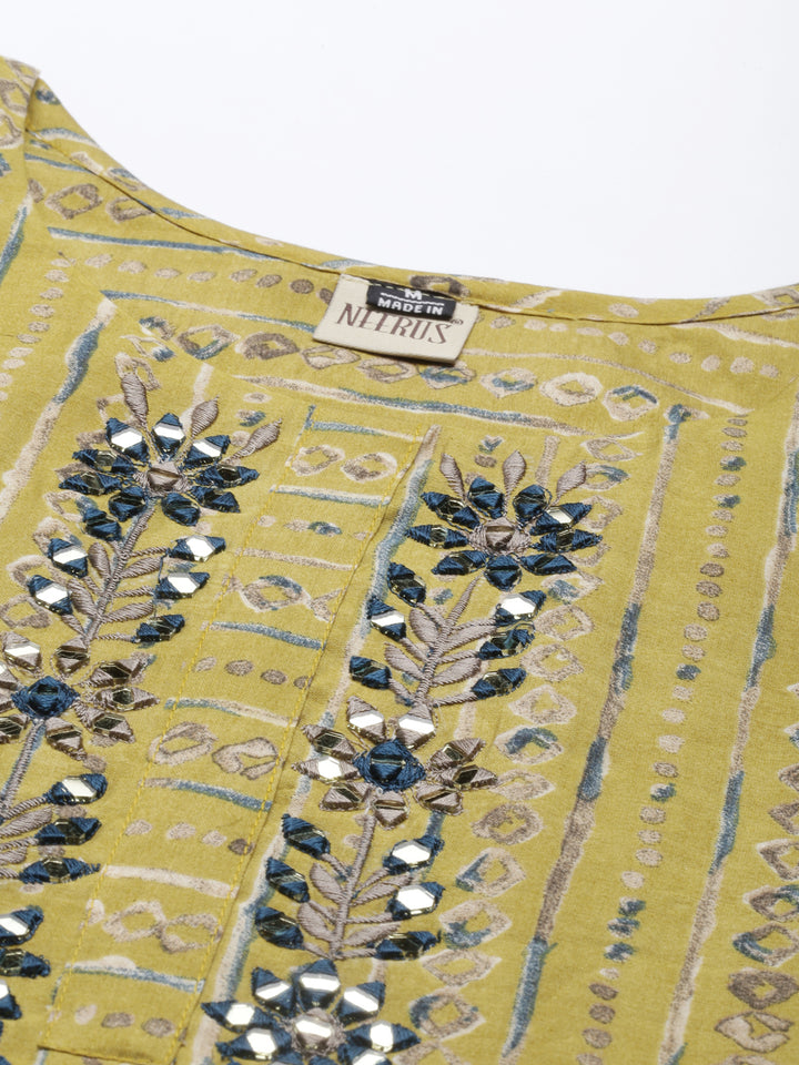 Neerus Mehadi Green Color Georgette Fabric Kurta