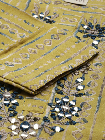 Neeru'S Mehadi Green Color Georgette Fabric Kurta