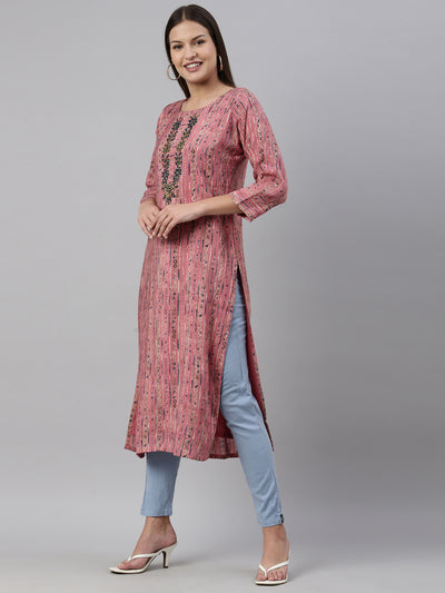 Neeru'S Pink Color Georgette Fabric Kurta