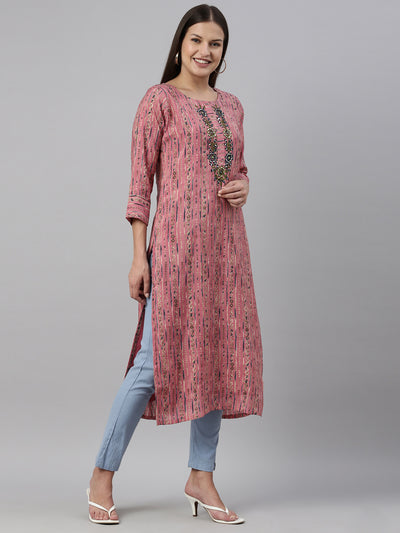 Neeru'S Pink Color Georgette Fabric Kurta