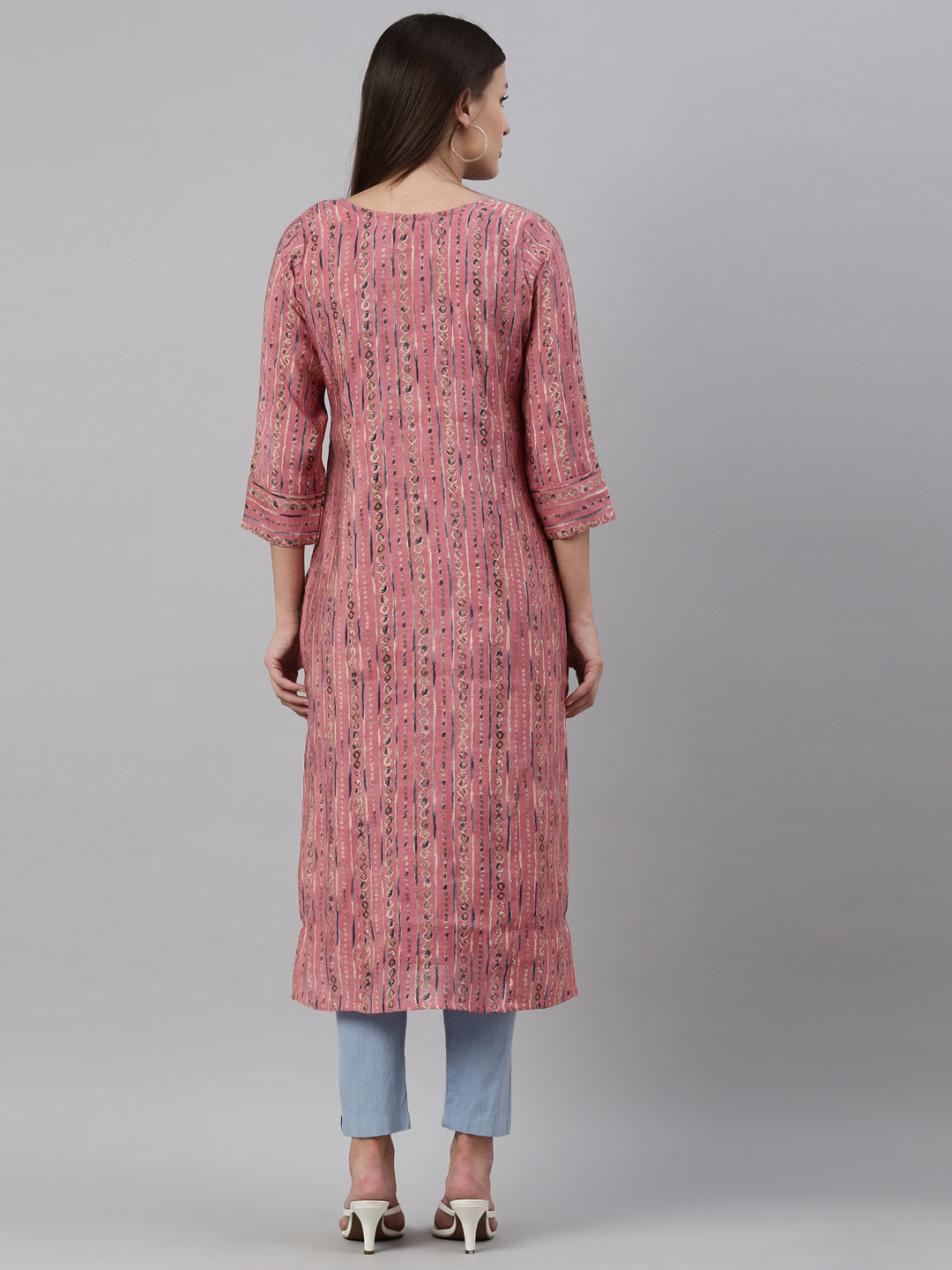 Neeru's Pink Color Georgette Fabric Kurta