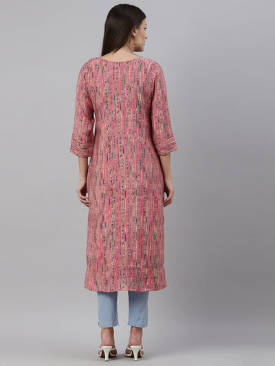 Neeru's Pink Color Georgette Fabric Kurta