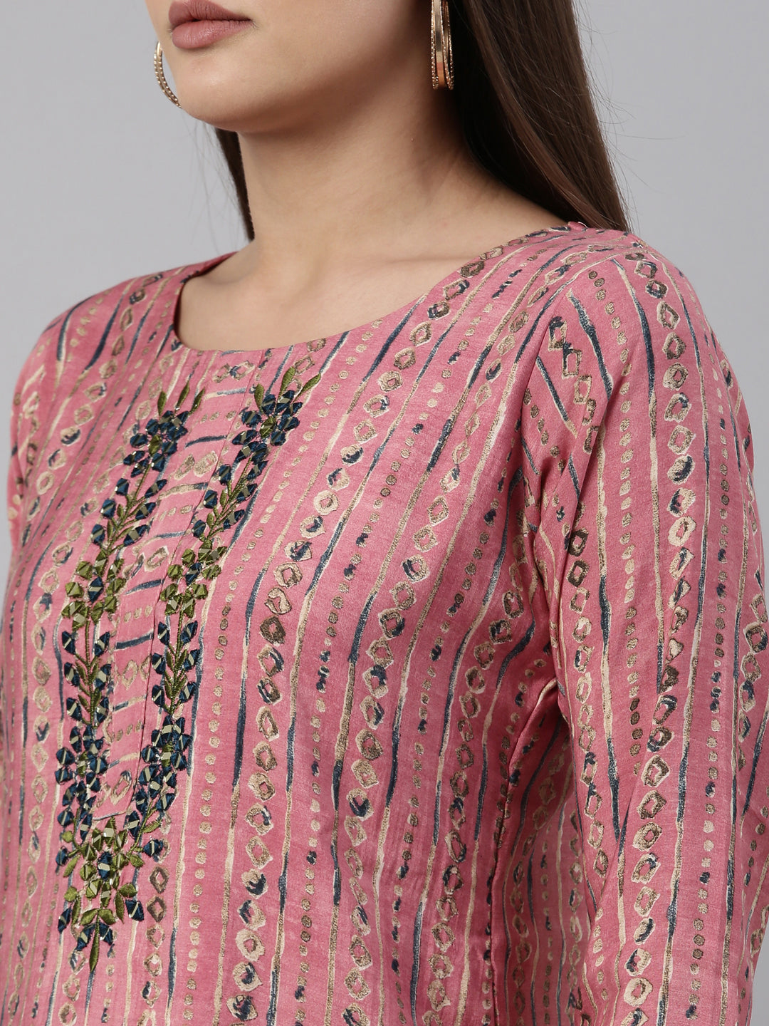 Neeru'S Pink Color Georgette Fabric Kurta