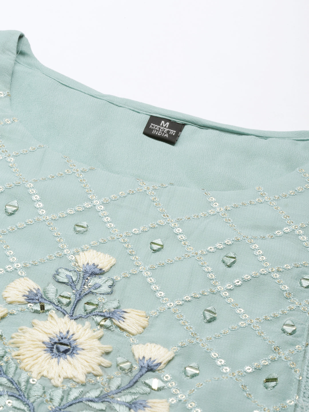 Neerus Blue georgette straight kurti - back view