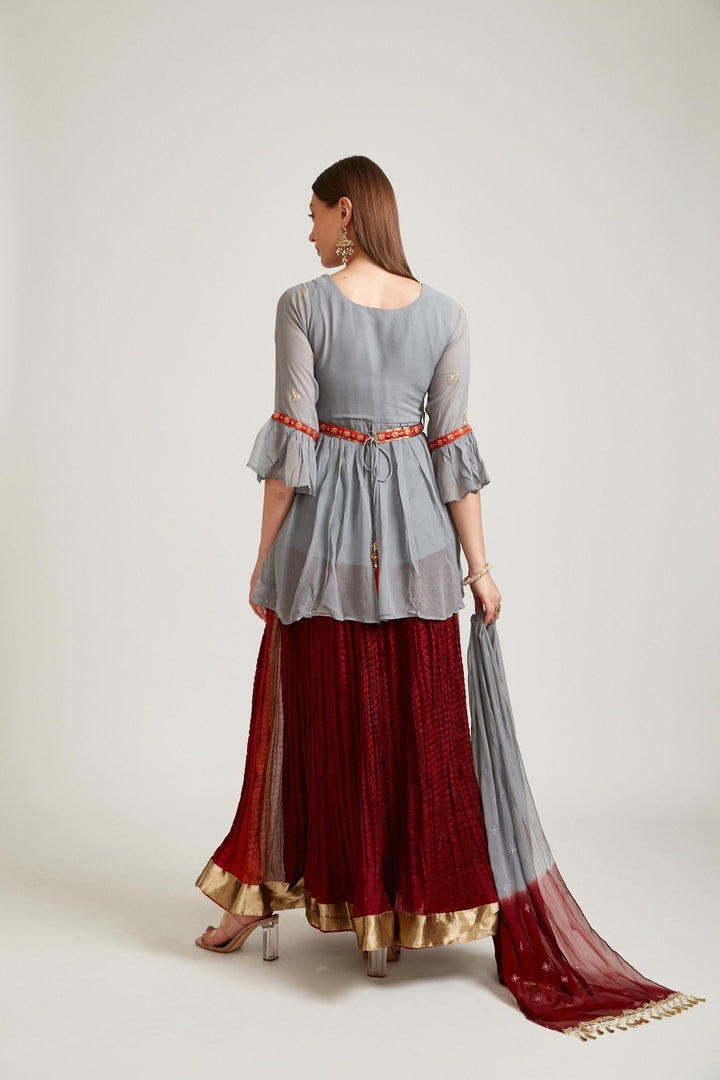 Neerus Grey Color Georgette Fabric Salwar Kameez