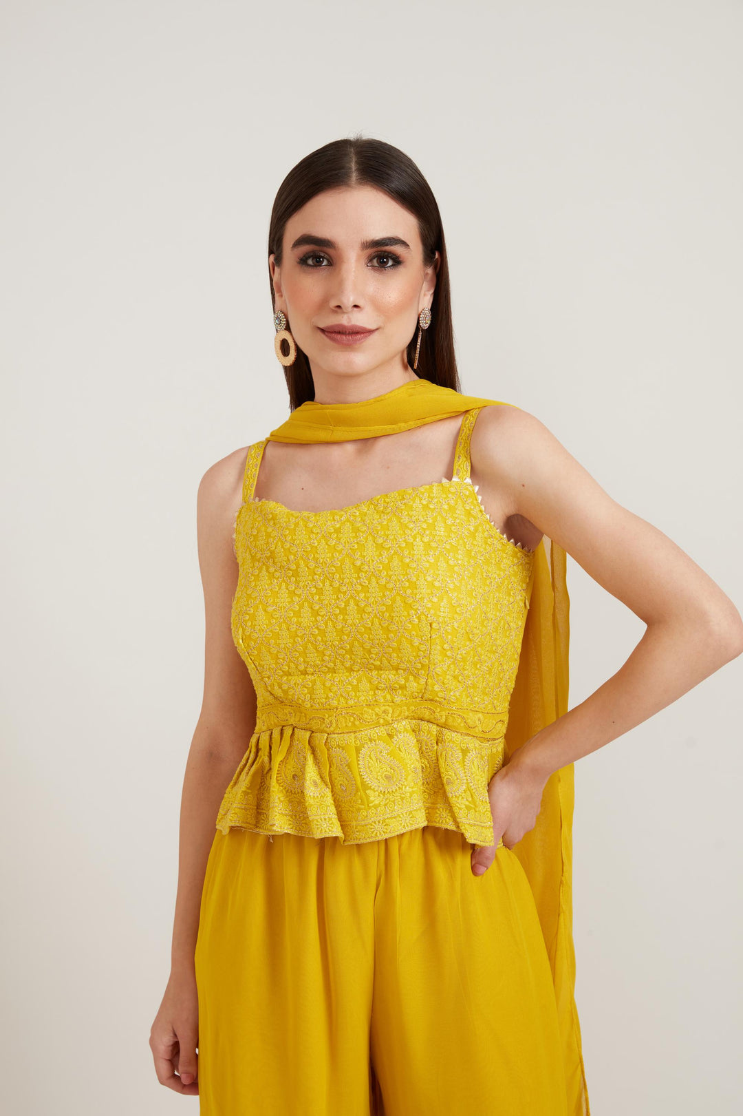 Neerus Mustard Color Georgette Fabric Suit