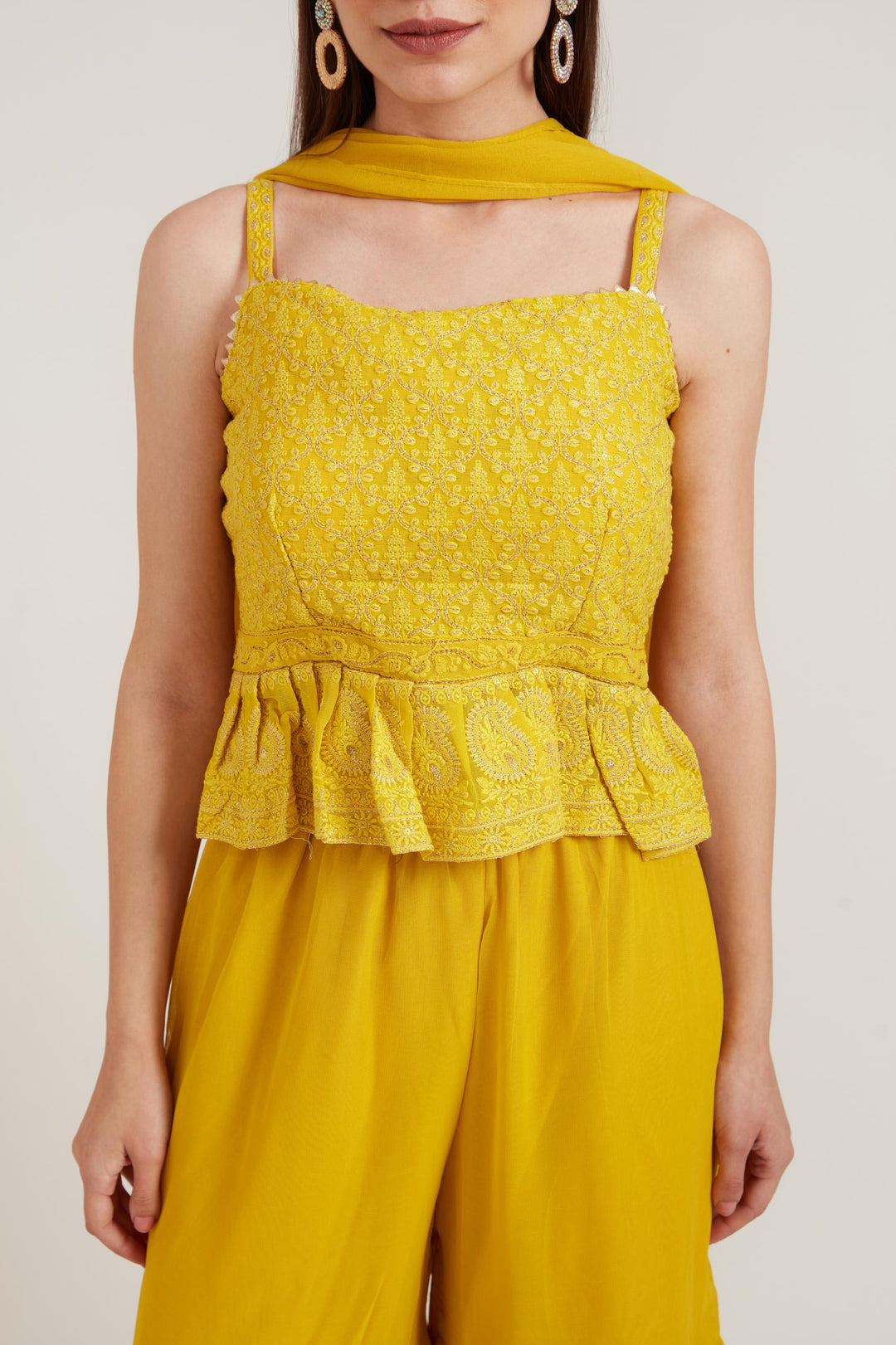 Neerus Mustard Color Georgette Fabric Suit