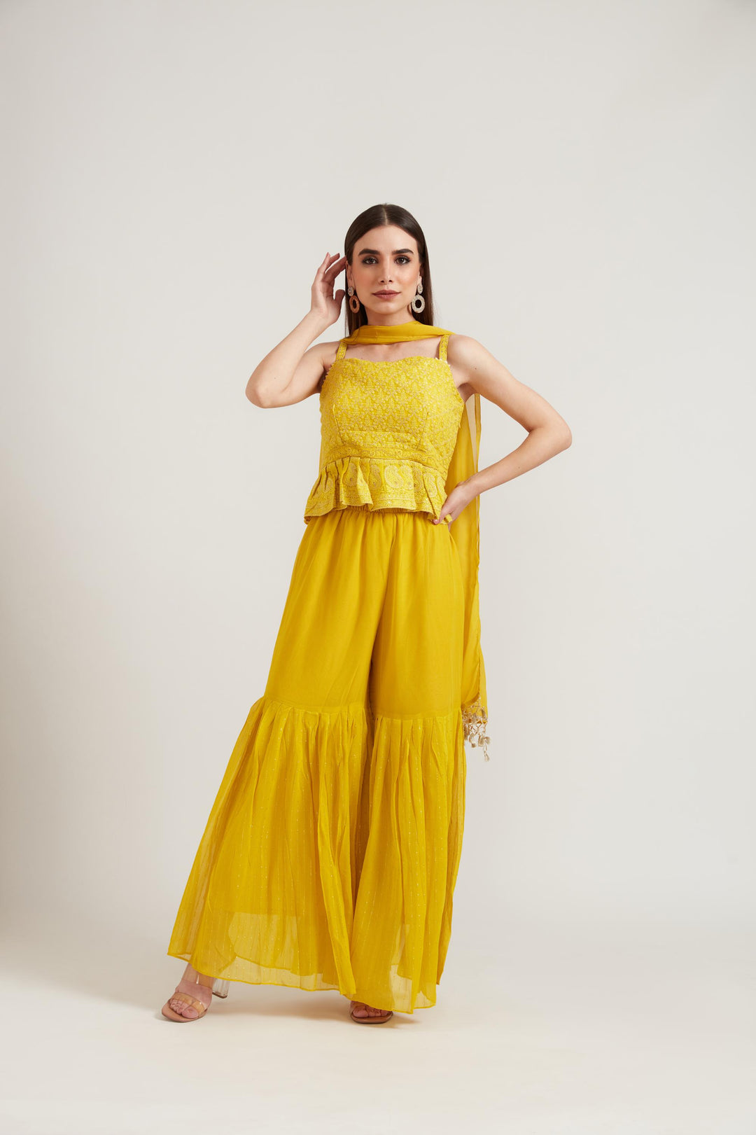 Neerus Mustard Color Georgette Fabric Suit