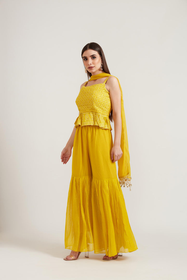 Neerus Mustard Color Georgette Fabric Suit