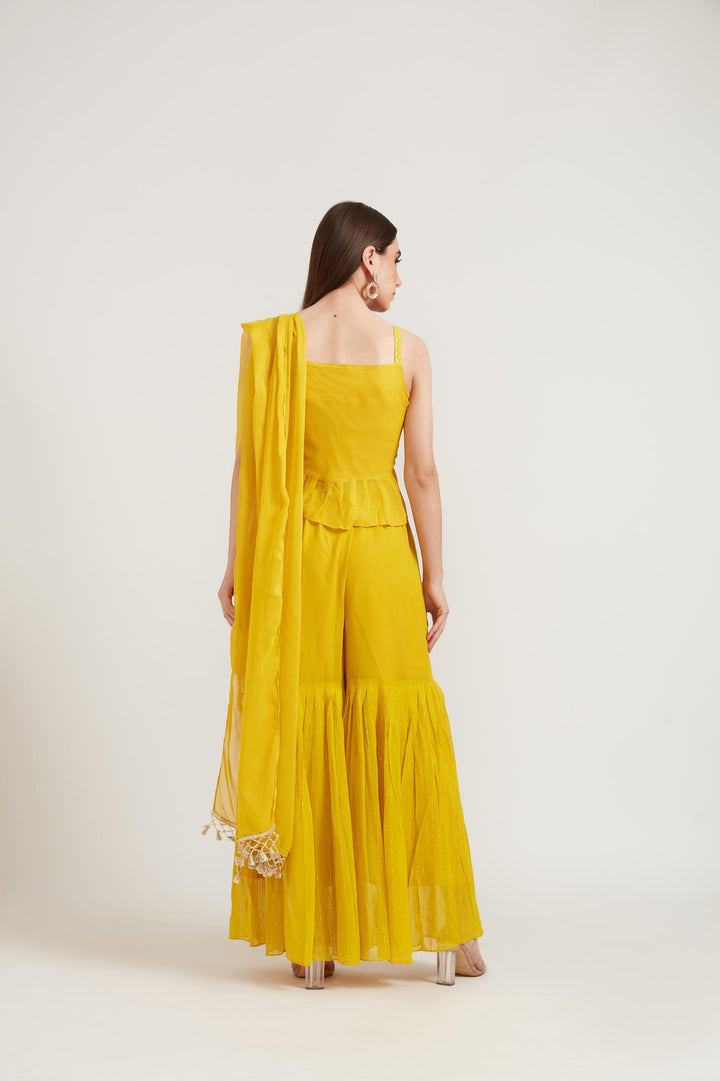 Neerus Mustard Color Georgette Fabric Suit